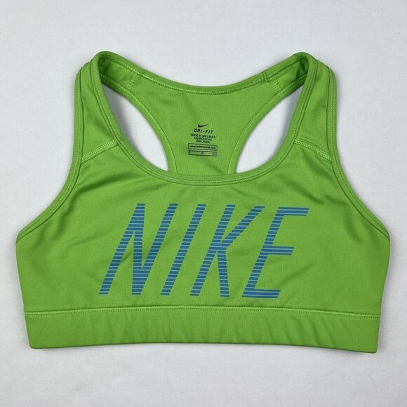 Nike Dri-Fit Small Lime Green Logo Sports Bra - Picture 1 of 6